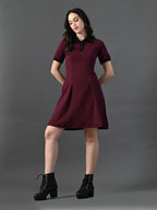 Myshka Women's Magenta Collared Dress - Distacart
