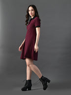 Myshka Women's Magenta Collared Dress - Distacart