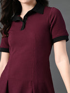 Myshka Women's Magenta Collared Dress - Distacart
