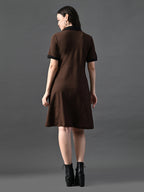 Myshka Women's Coffe Brown Collared Dress - Distacart