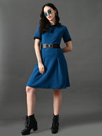 Myshka Women's Blue Collared Dress - Distacart