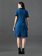 Myshka Women's Blue Collared Dress - Distacart