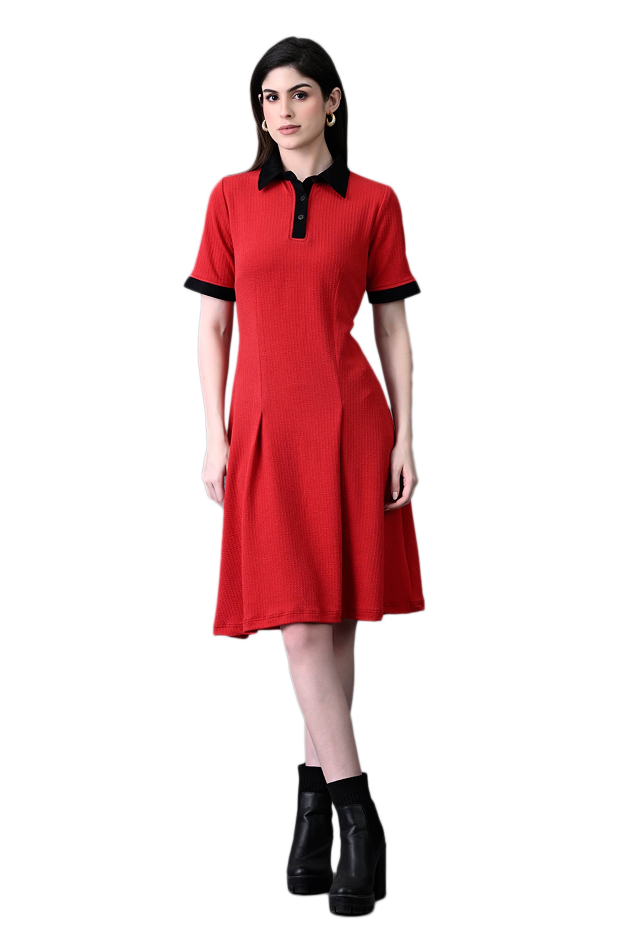Myshka Women's Red Collared Dress - Distacart