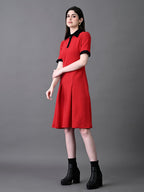 Myshka Women's Red Collared Dress - Distacart