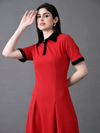 Myshka Women's Red Collared Dress - Distacart