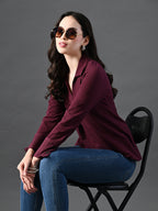 Myshka Women's Classic Magenta V-Neck Full Sleeve Top For Daily Wear