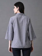 Myshka Women's Grey Pleated Top