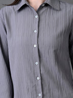 Myshka Women's Grey Pleated Top