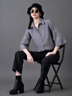 Myshka Women's Grey Pleated Top
