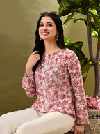 Myshka Women's Multi Printed Tunic With Lace