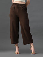 Myshka Women's Coffe Brown Traight Fit Party Trouser