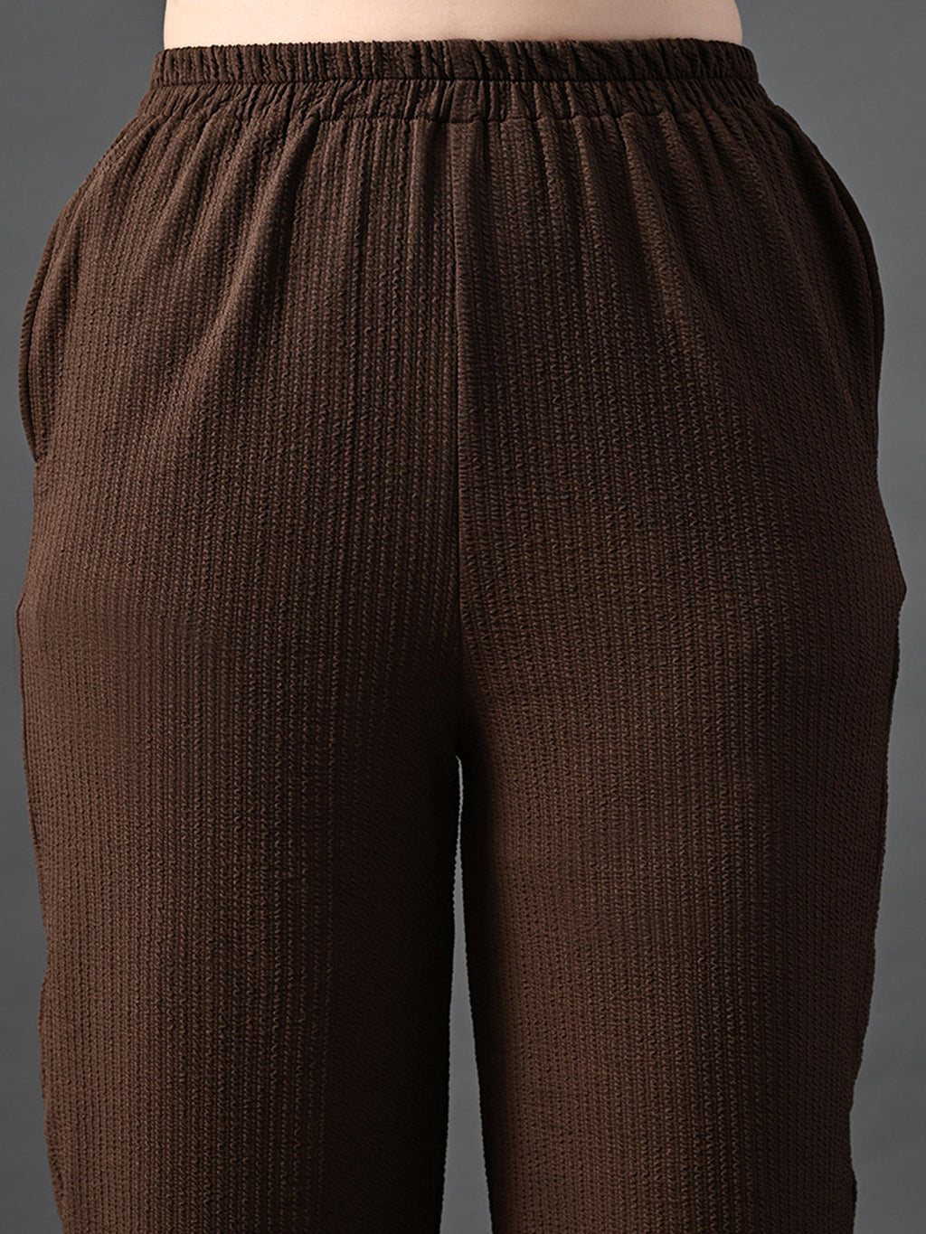 Myshka Women's Coffe Brown Traight Fit Party Trouser