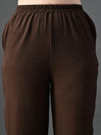 Myshka Women's Coffe Brown Traight Fit Party Trouser