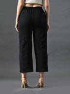 Myshka Women's Black Traight Fit Party Trouser