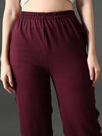 Myshka Women's Magenta Traight Fit Party Trouser