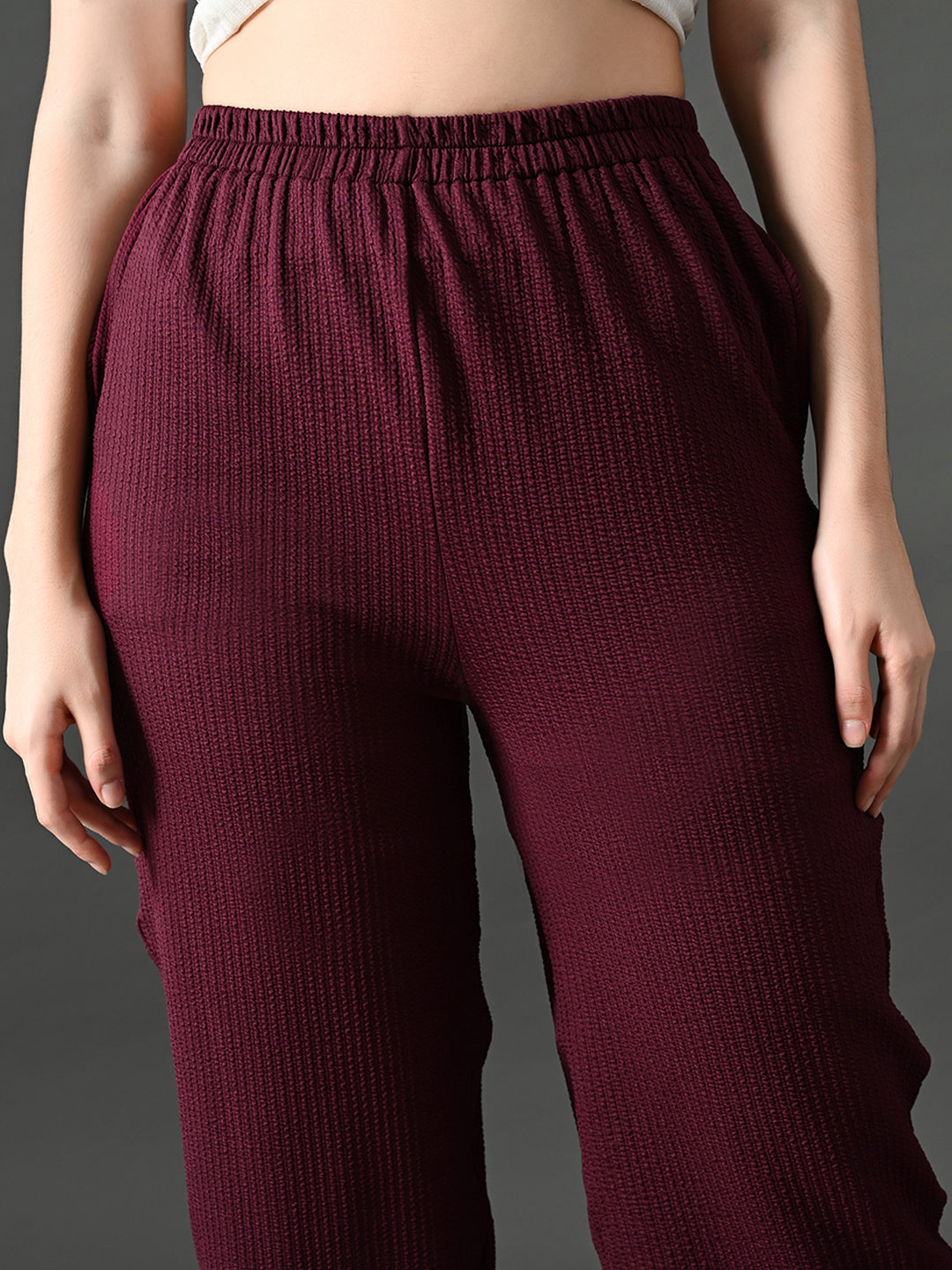 Myshka Women's Magenta Traight Fit Party Trouser