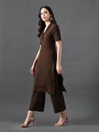 Myshka Women's Coffe Brown Kurta Set