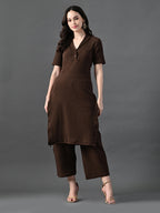 Myshka Women's Coffe Brown Kurta Set