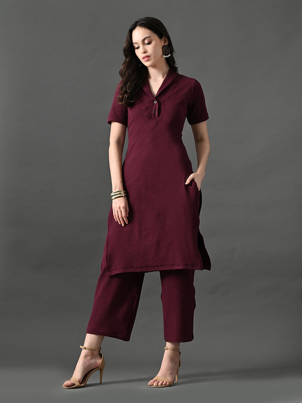 Myshka Women's Magenta Green Kurta Set