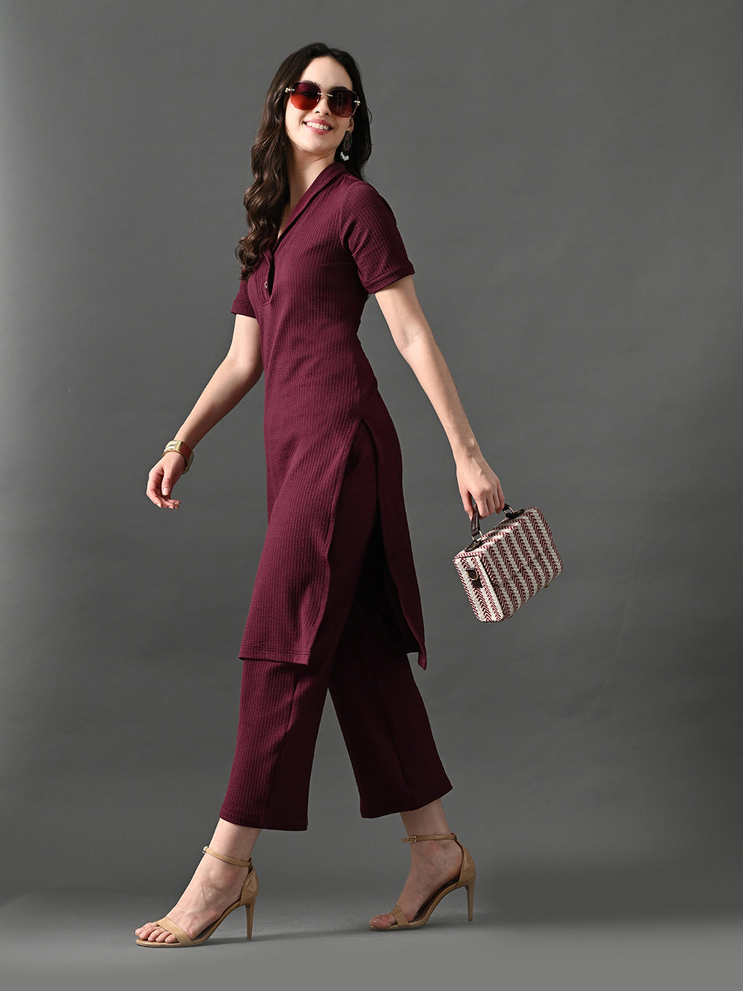 Myshka Women's Magenta Green Kurta Set