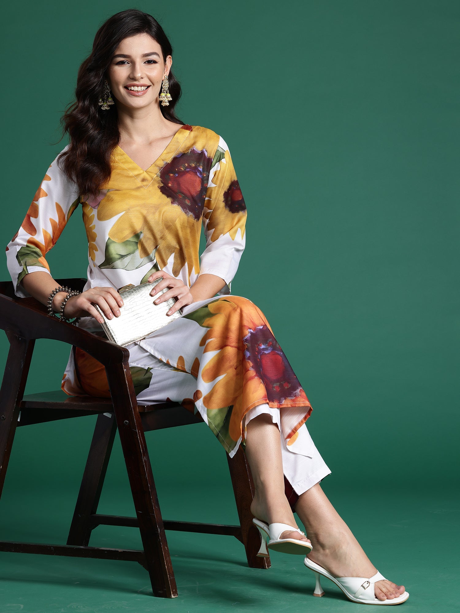 Indo Era Off White Printed Straight Kurta Trousers Set - Distacart