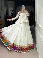 Lorenvalley Fashion White Pure Rayon Multi Patch Work With Gota Patti Lace Touch Up Lehenga Choli