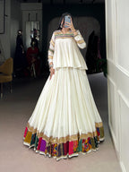 Lorenvalley Fashion White Pure Rayon Multi Patch Work With Gota Patti Lace Touch Up Lehenga Choli