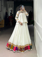 Lorenvalley Fashion White Pure Rayon Multi Patch Work With Gota Patti Lace Touch Up Lehenga Choli