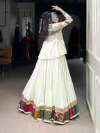 Lorenvalley Fashion White Pure Rayon Multi Patch Work With Gota Patti Lace Touch Up Lehenga Choli