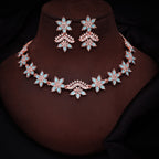 Tehzeeb Creations Sky Blue Colour Star Design Stone Studded Necklace With Earrings