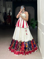 Lorenvalley Fashion White Pure Rayon Multi Patch Work With Lace Touch Up Lehenga Choli