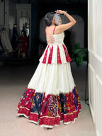 Lorenvalley Fashion White Pure Rayon Multi Patch Work With Lace Touch Up Lehenga Choli