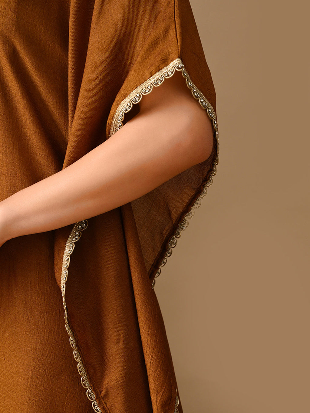 Myshka Mustard Silk Blend Kaftan Sweetheart Neck Short Sleeves Kurta Trousers With Dupatta