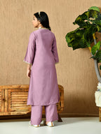 Myshka Kids Girls Calf length Embellished Kurta Set Lavender Color