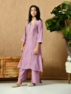 Myshka Kids Girls Calf length Embellished Kurta Set Lavender Color
