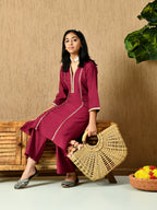 Myshka Kids Girls Calf length Embellished Kurta Set Magenta Color