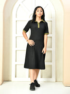 Myshka Kids Girls Self Design Black Dress