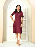 Myshka Kids Girls Self Design Maroon Dress