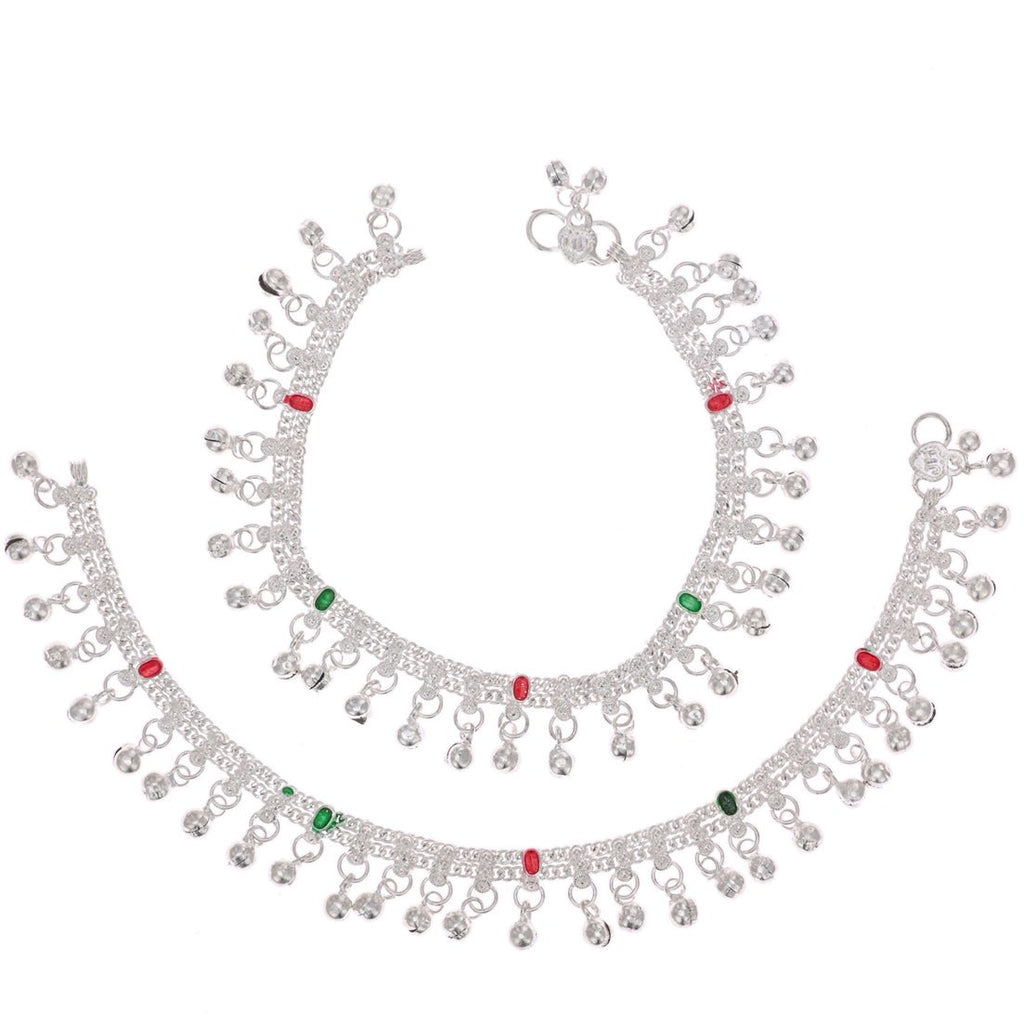 AanyaCentric Silver Plated Traditional Anklets Payal - Classic and Stylish for Women and Girls - Distacart