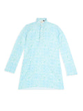 Chilins Ethnic Wear Stylish Printed Embroidery Sky blue Kurta for Boys