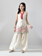 Myshka Women Off White Embroidered Short Kurta With Farsi Salwar - Distacart