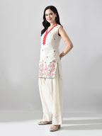 Myshka Women Off White Embroidered Short Kurta With Farsi Salwar - Distacart
