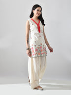 Myshka Women Off White Embroidered Short Kurta With Farsi Salwar - Distacart