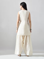 Myshka Women Off White Embroidered Short Kurta With Farsi Salwar - Distacart