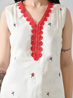 Myshka Women Off White Embroidered Short Kurta With Farsi Salwar - Distacart