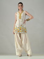 Myshka Women Off White Embroidered Short Kurta With Farsi Salwar - Distacart
