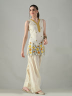 Myshka Women Off White Embroidered Short Kurta With Farsi Salwar - Distacart
