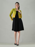 Myshka Women Green Embroidered Jacket With Black Knee Length Dress - Distacart