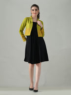 Myshka Women Green Embroidered Jacket With Black Knee Length Dress - Distacart