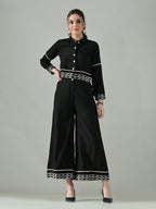 Myshka Women Black Embroidered Co-Ord Set - Distacart